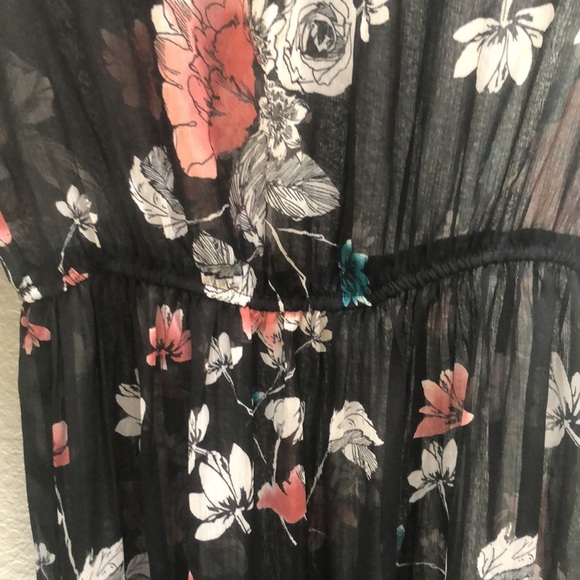 Love, Fire | Synthetic Mock Neck black floral midi dress - Picture 10 of 15